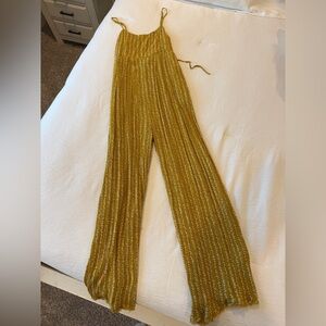 Urban Outfitters Striped Mustard Yellow Jumpsuit